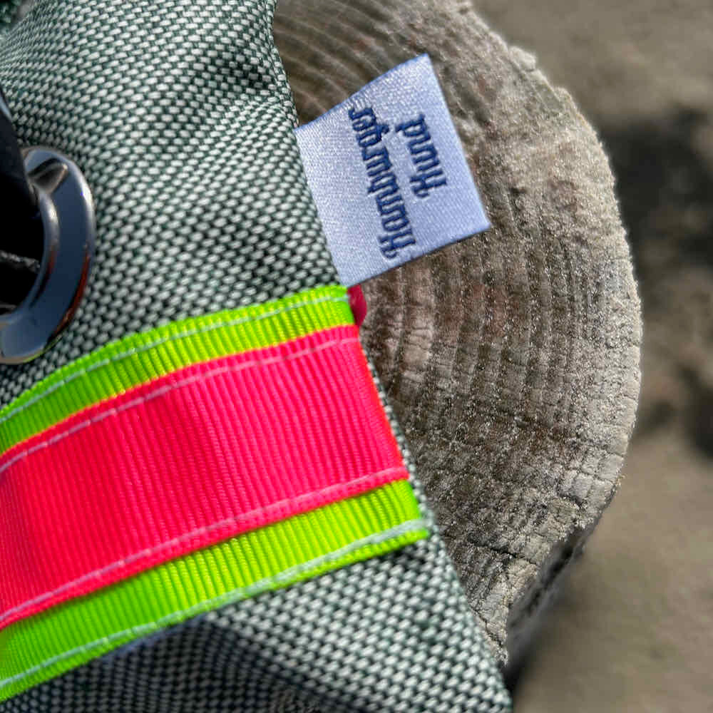 Gassibeutel-Täschchen grün mit neon pink und grün