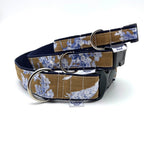 Hundehalsband Toile de jouy - beige mit blau