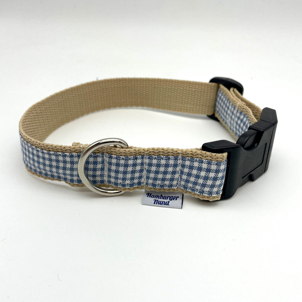 Hundehalsband vichy-karo in hellblau / beige