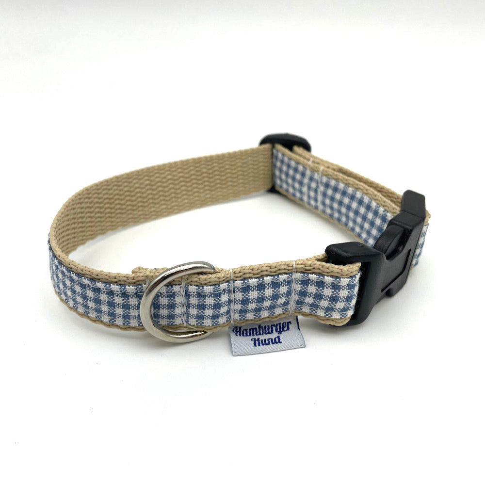 Hundehalsband vichy-karo in hellblau / beige