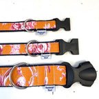 Hundehalsband Toile de jouy - orange mit pink