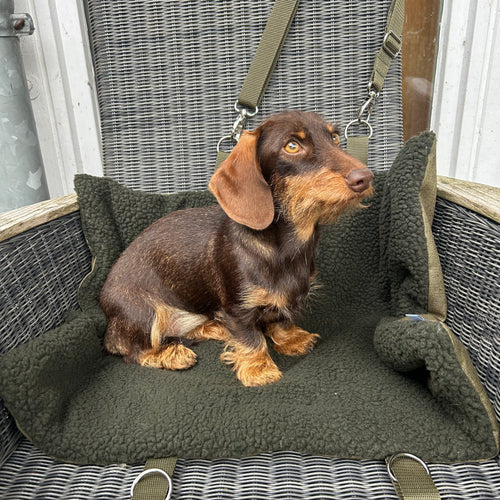 Hamburger-Hund Outdoordecke zum Umhängen grün mit pink
