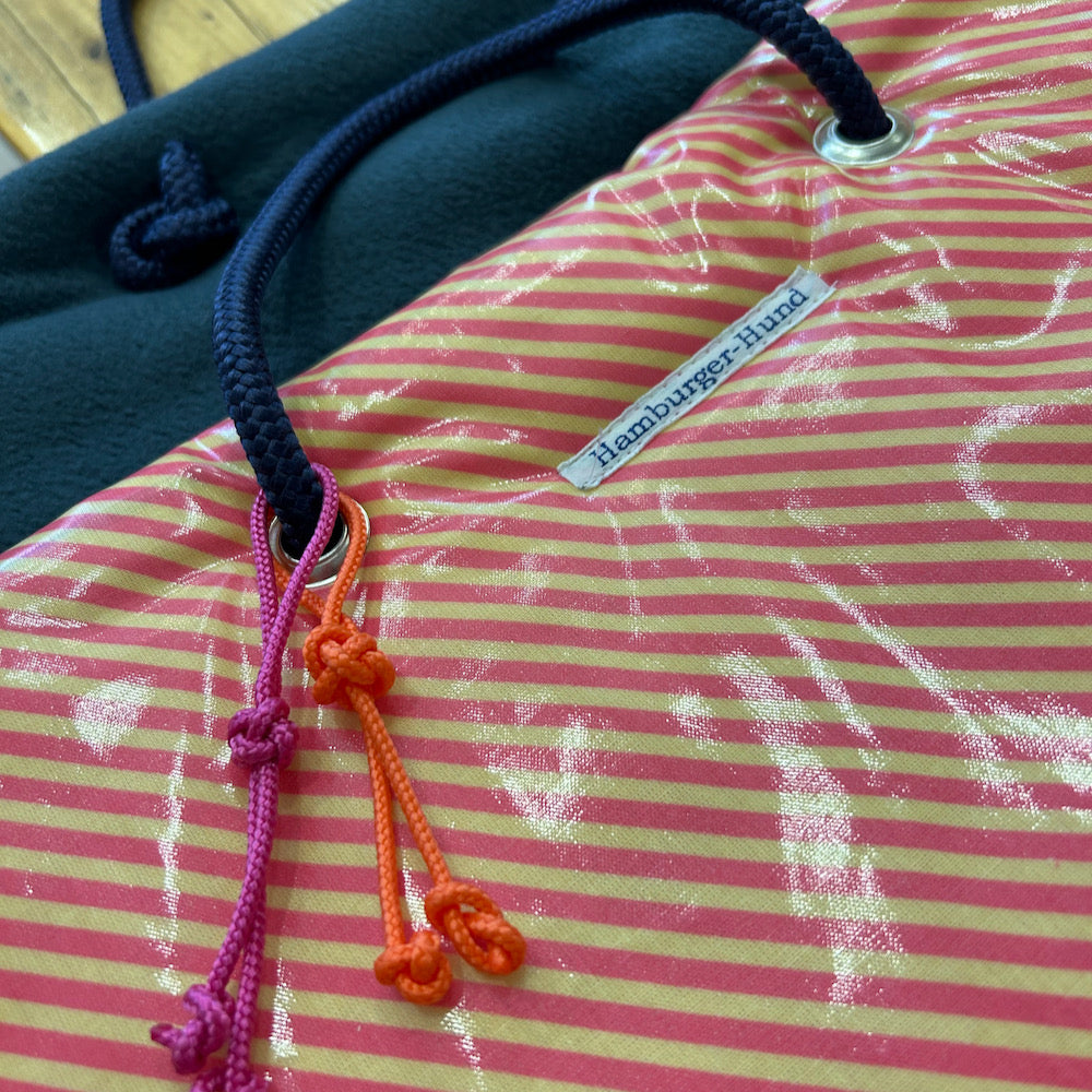 Hunde-Outdoor- Decke  mit Taugriff - orange / pink mit blau
