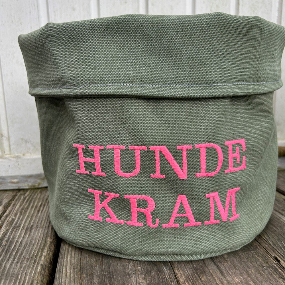 Utensilo "HUNDE KRAM" - salbeigrün mit neonpink