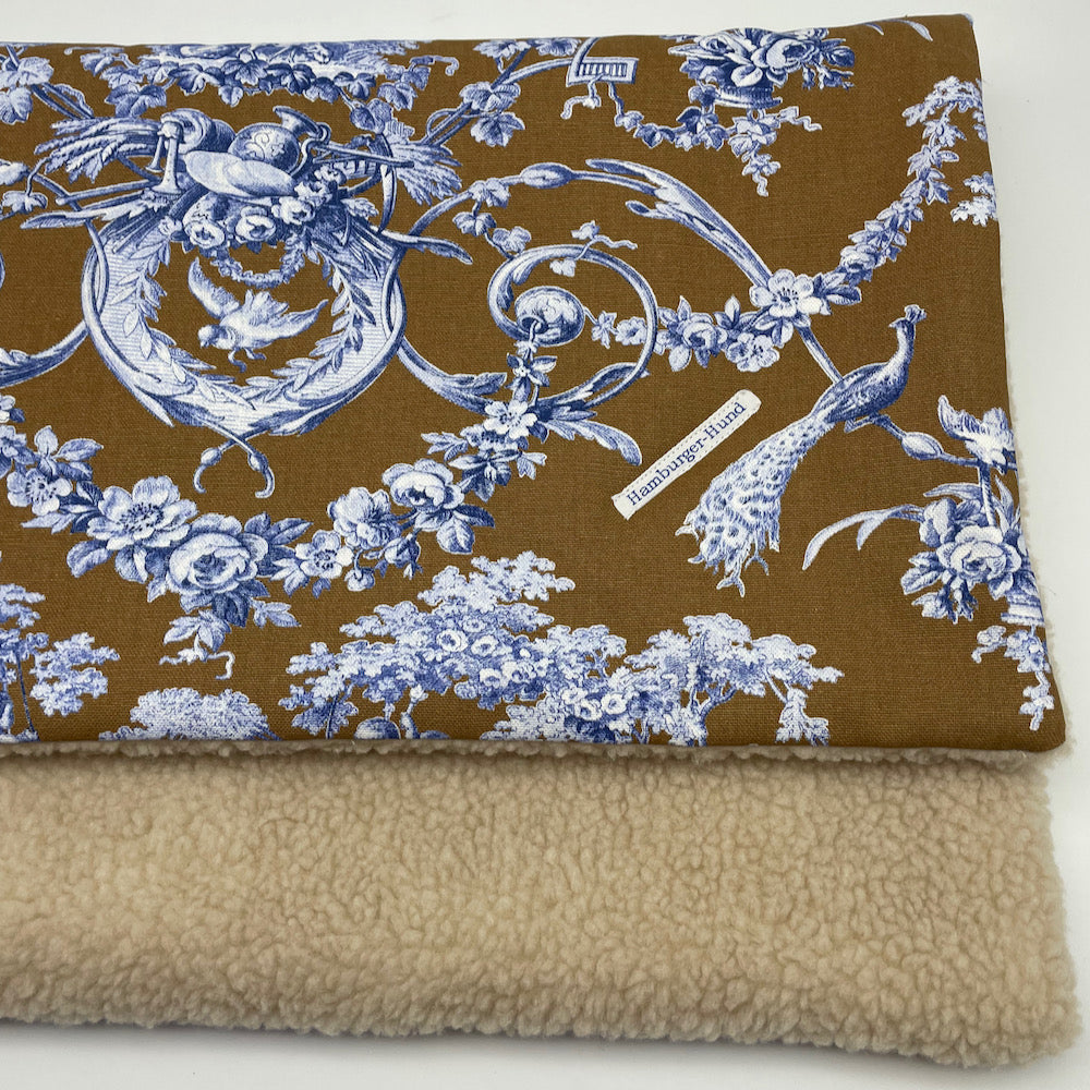 Hundedecke "Toile de Jouy" beige / blau handmade