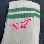 handbedruckte Socken Salbei-pink