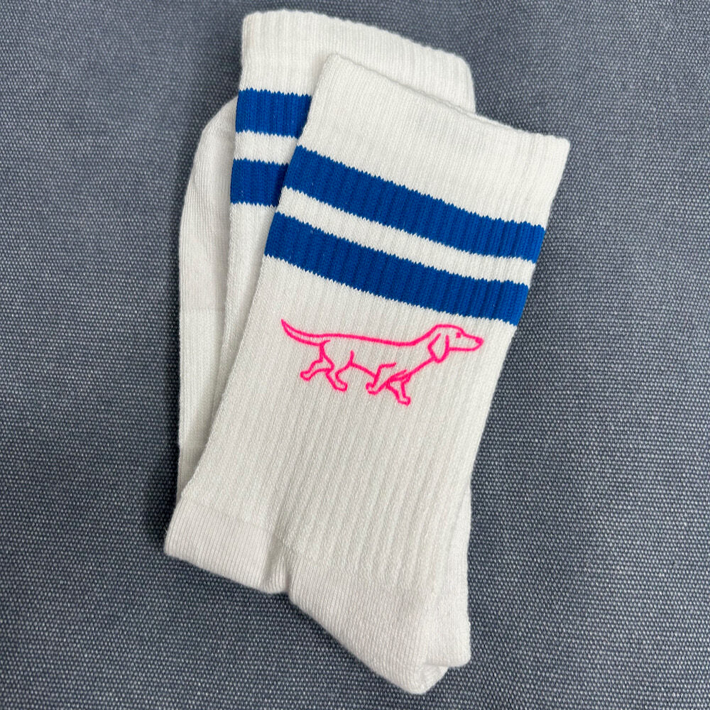 handbedruckte Socken blau-pink