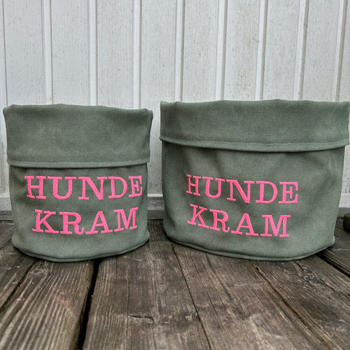 Utensilo "HUNDE KRAM" - salbeigrün mit neonpink