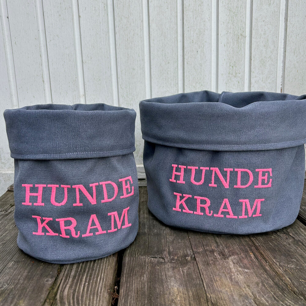 Utensilo "HUNDE KRAM" - jeansblau mit neonpink
