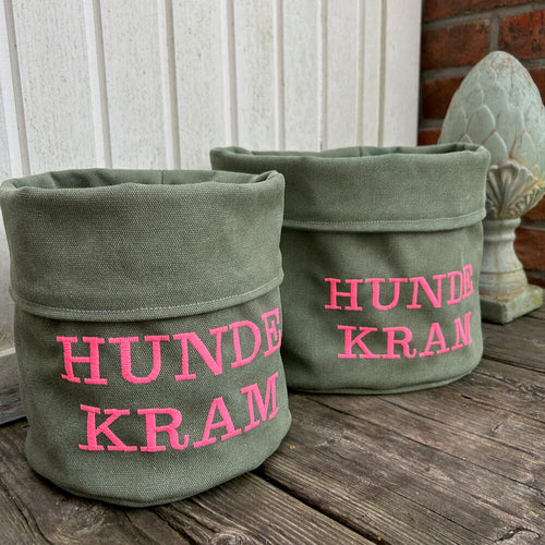 Utensilo "HUNDE KRAM" - salbeigrün mit neonpink
