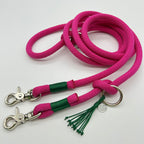 Tau-Hundeleine, 10 mm Stärke - Fuchsia / grün