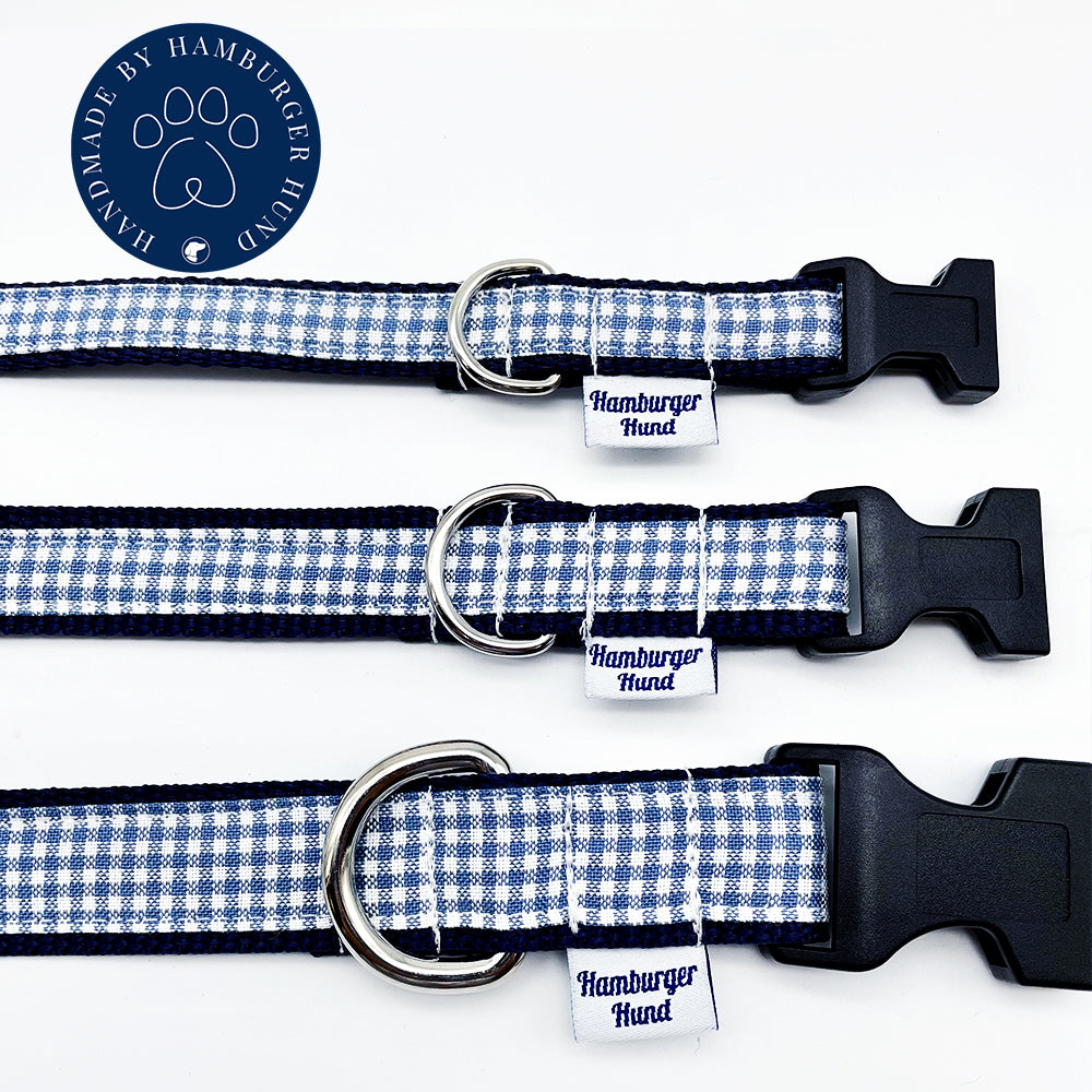Hundehalsband vichy-karo in blau