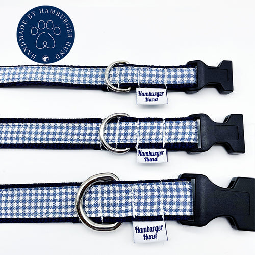 Hundehalsband vichy-karo in blau