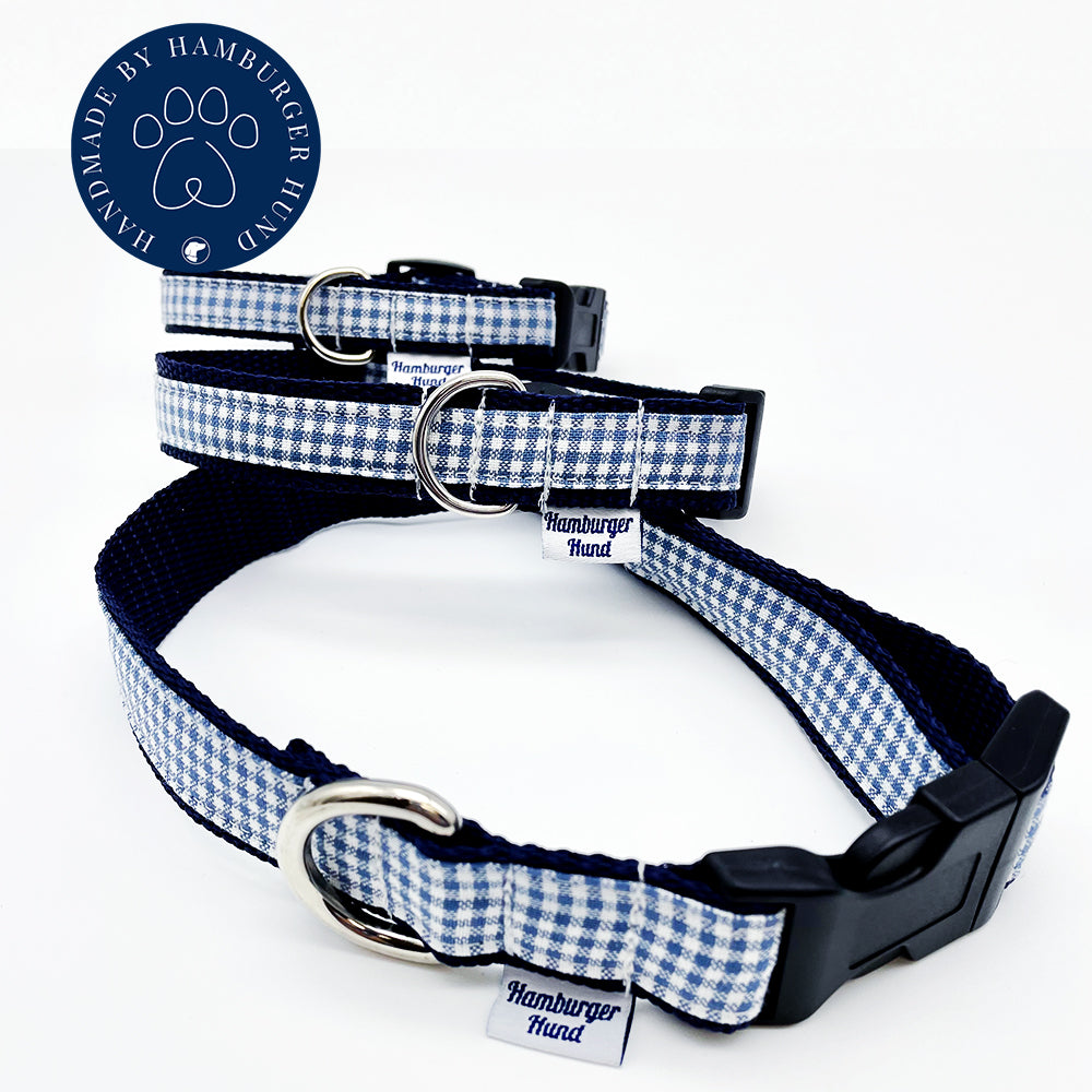 Hundehalsband vichy-karo in blau