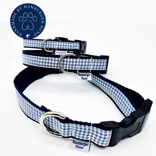 Hundehalsband vichy-karo in blau