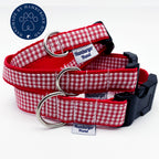 Hundehalsband vichy-karo in rot