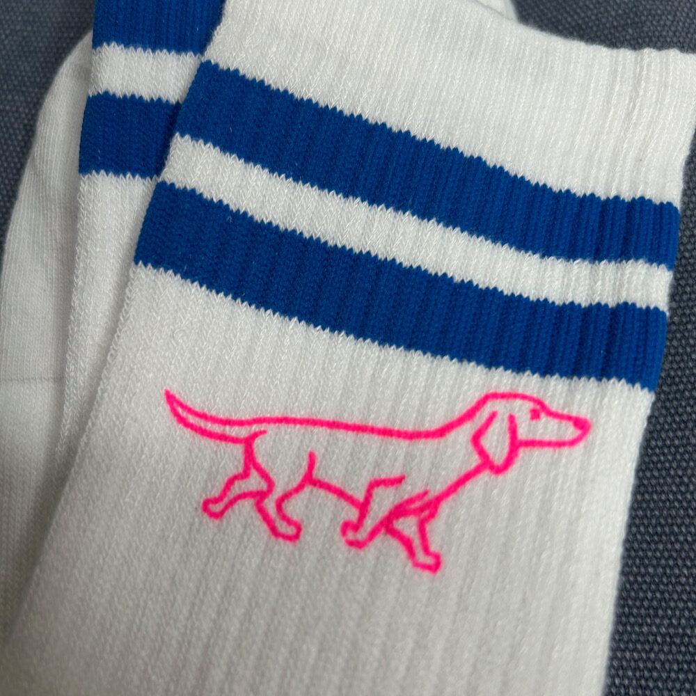 handbedruckte Socken blau-pink