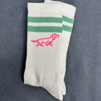 handbedruckte Socken Salbei-pink