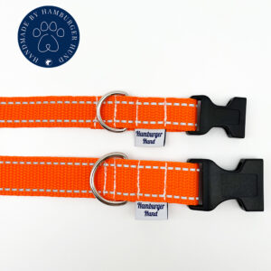 Oranges Hundehalsband mit Reflektorstreifen
