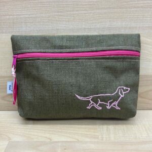 Kleines Täschchen „Dackel“, dunkelgrün