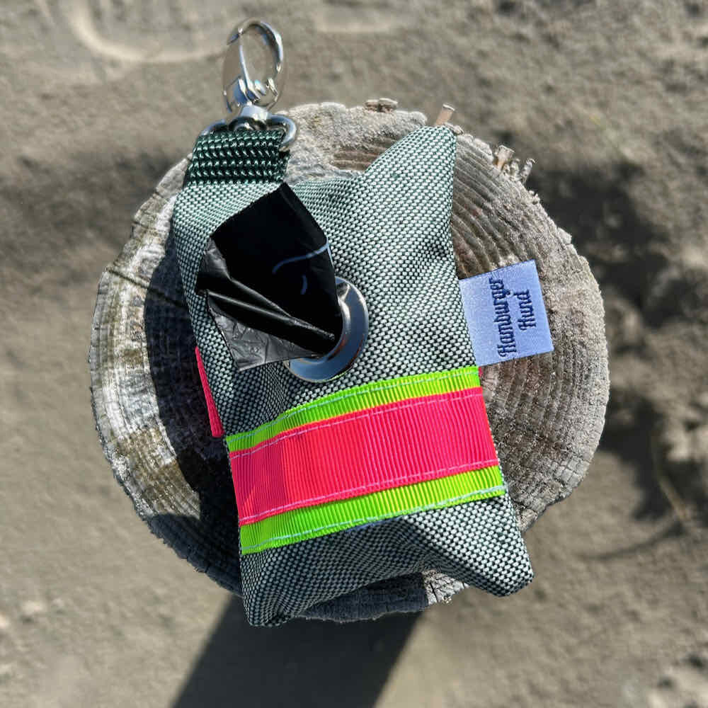 Gassibeutel-Täschchen grün mit neon pink und grün