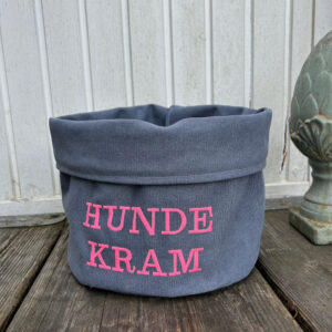 Utensilo „HUNDE KRAM“ – jeansblau mit neonpink