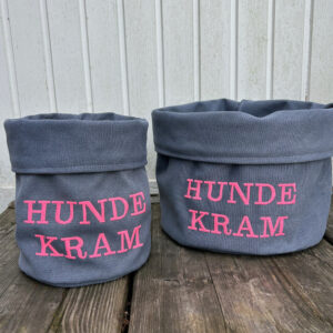 Utensilo „HUNDE KRAM“ – jeansblau mit neonpink